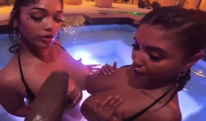 Lexi & Heaven 2 busty sucking a Bbc in the jacuzzi